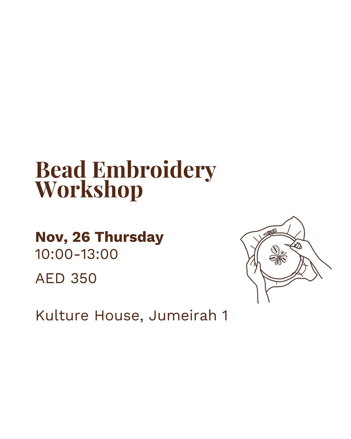 Bead Embroidery Workshop | Nov, 26 Thu | Dubai
