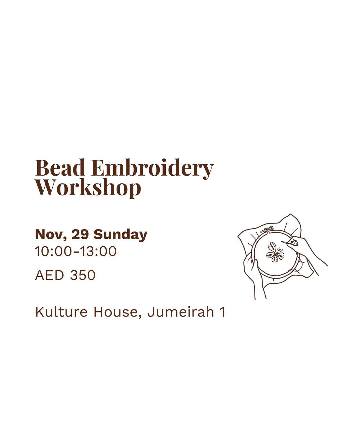 Bead Embroidery Workshop | Nov, 29 Sun | Dubai
