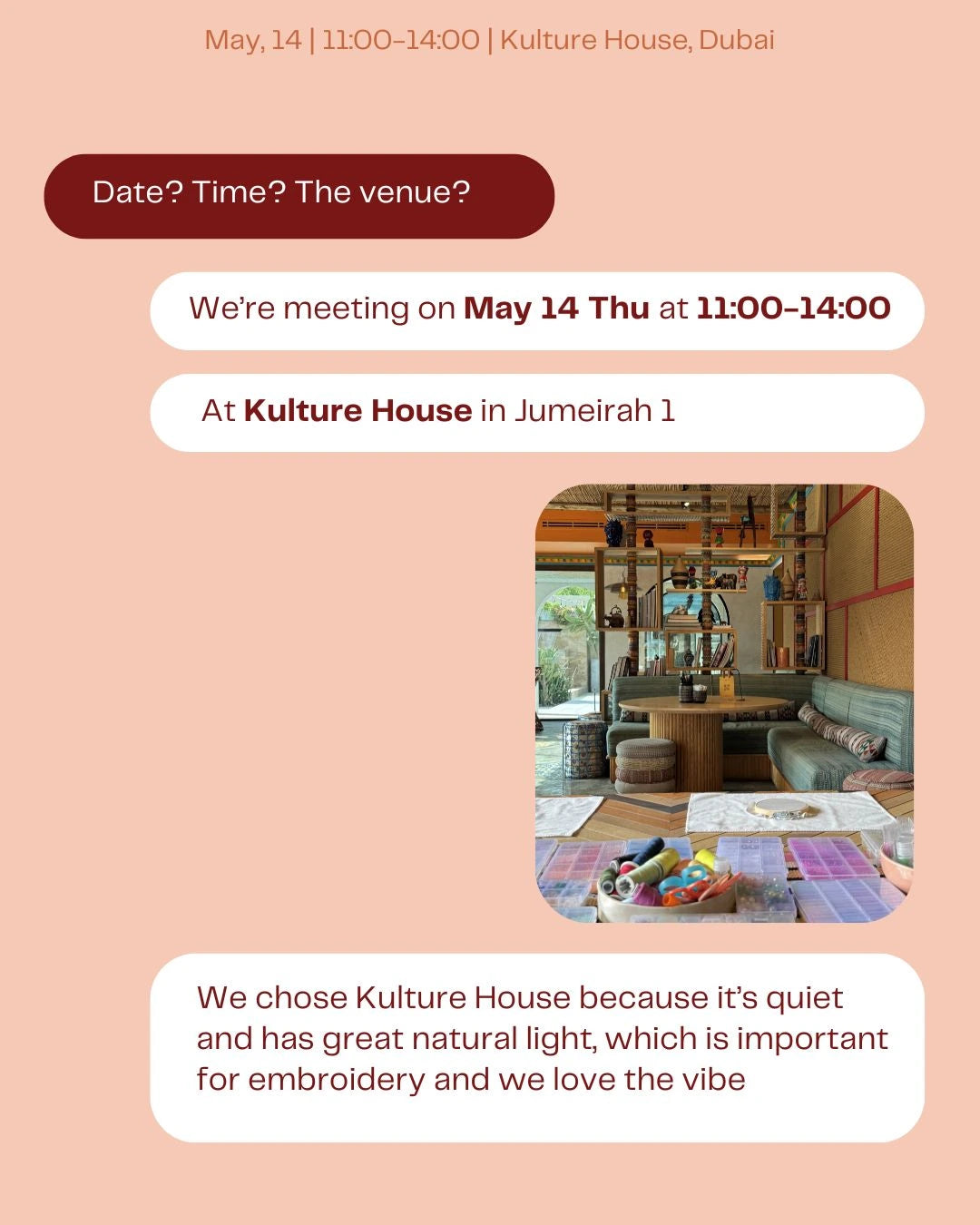 Embroidery Workshop | May, 14 | Dubai