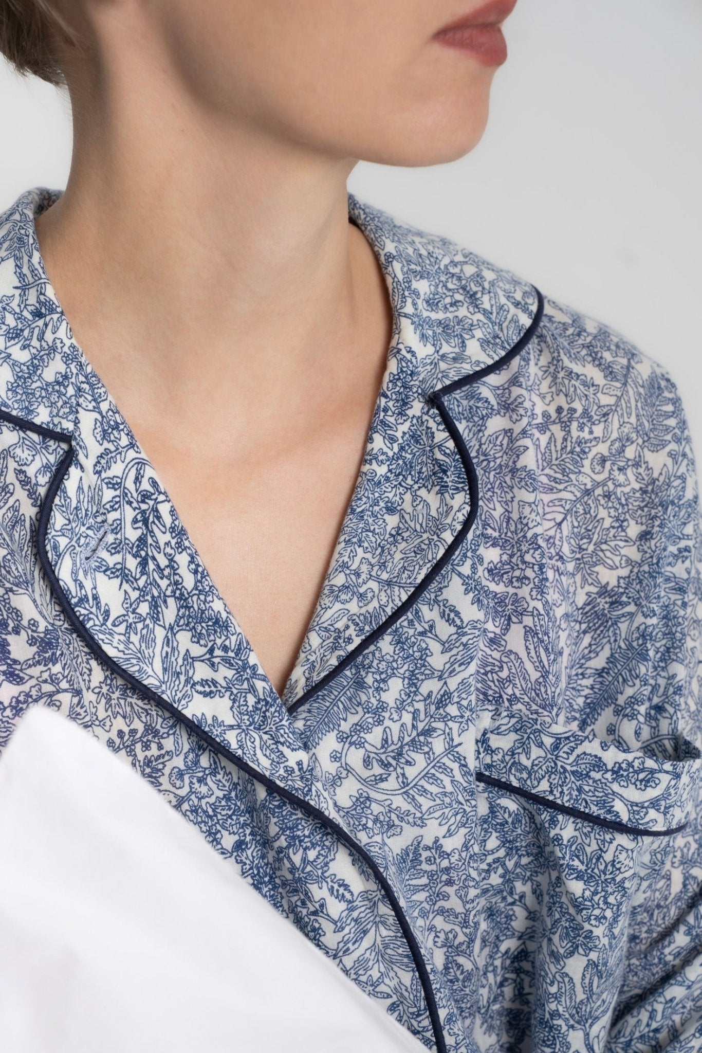 Blue Floral Pattern Cotton Pyjama - TB Project