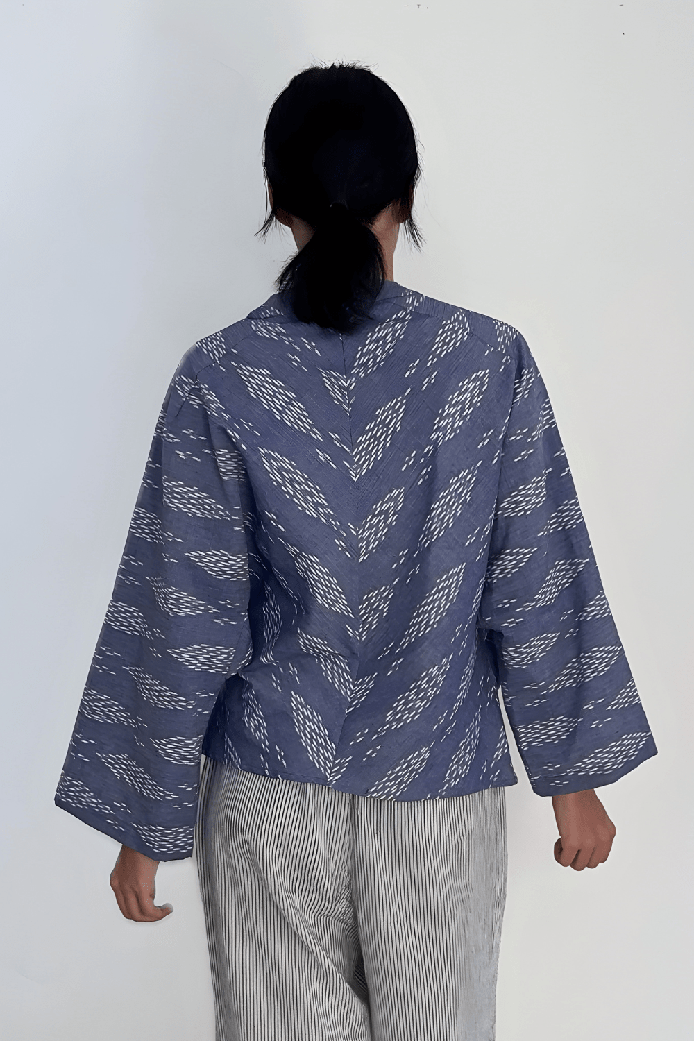 Handwoven Blue Ikat Wrap Top - TB Project