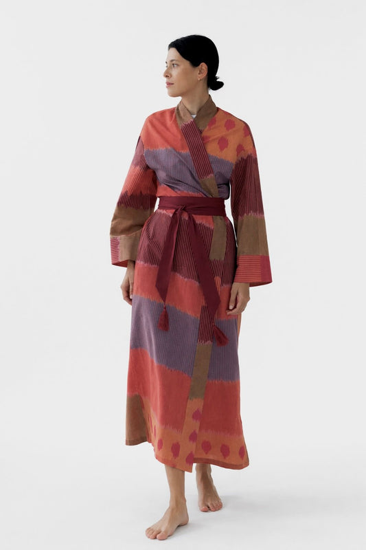 Handwoven Sunset Ikat Cotton Kimono - TB Project