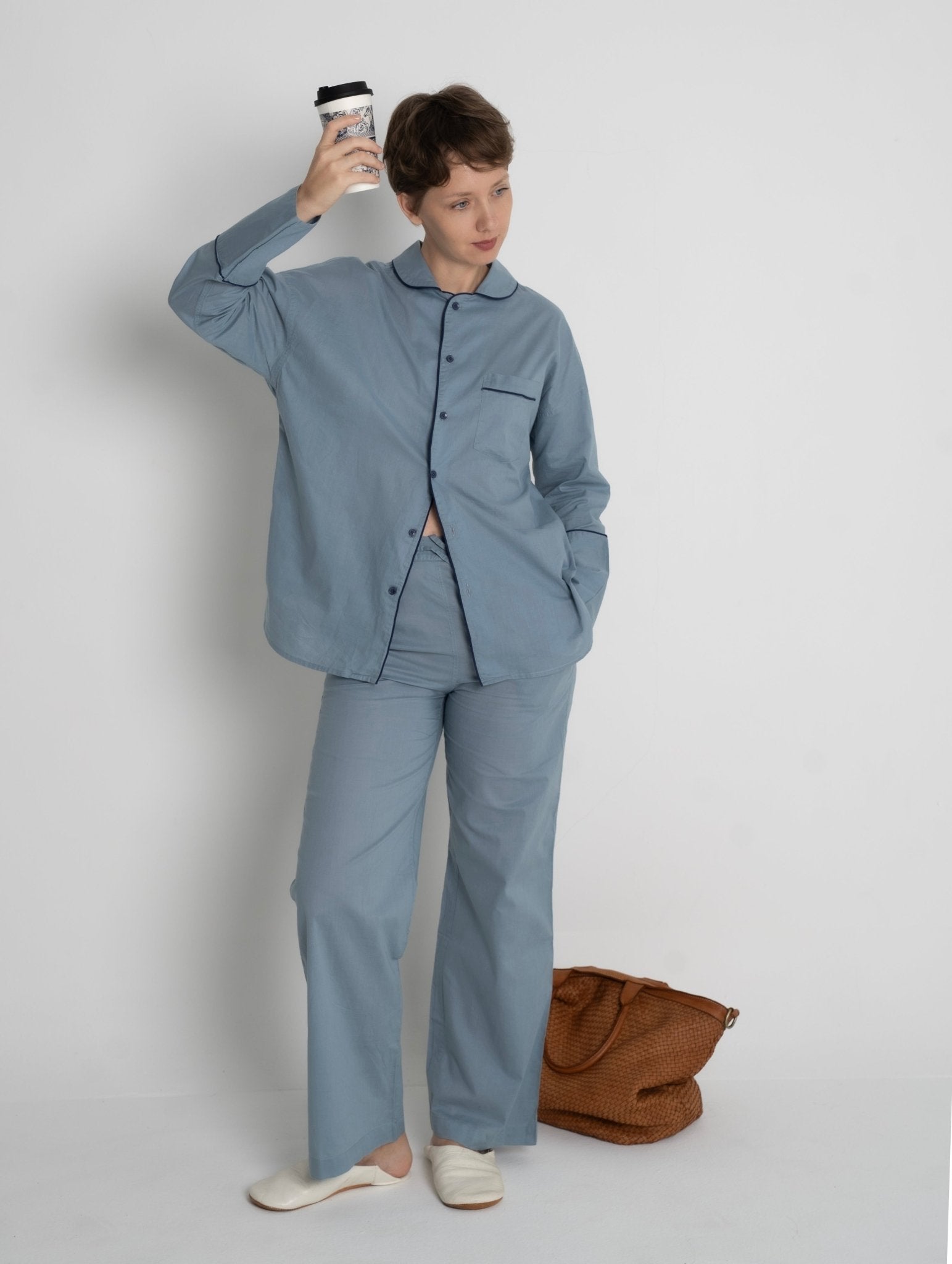 Sky Blue Cotton Pyjama - TB Project